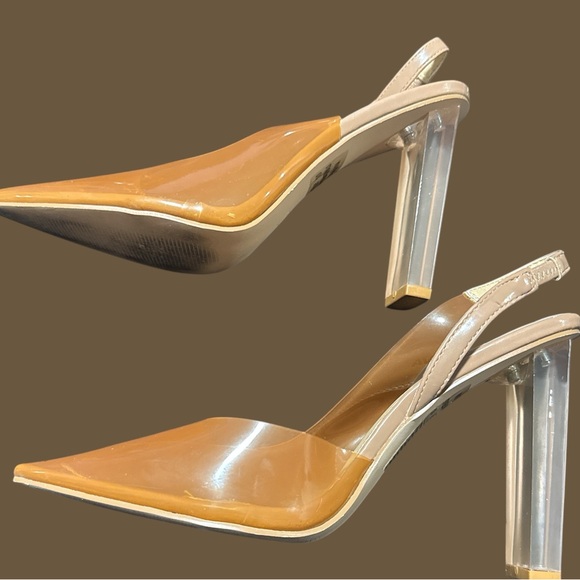 Fashion Nova Tan Clear Block Heels - Size 10 - Picture 3 of 9
